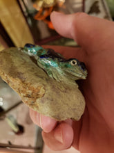 Load image into Gallery viewer, Antique Hand Carved Blue Lapis and Green Malichite Toad / Frog