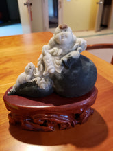 Load image into Gallery viewer, Jade Stone Hand Carved Happy Buddha Figure