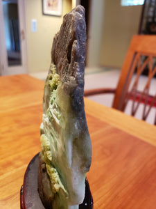 Jade Stone Hand Carved Ancient Mountain Scene