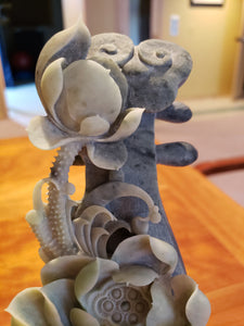 Tall Jade Stone Hand Carved Underwater Free Form