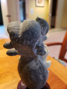 Tall Jade Stone Hand Carved Underwater Free Form