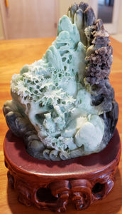 Jade Stone Hand Carved Ancient Mountain Scene VI