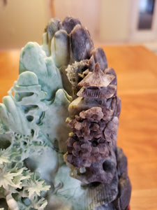 Jade Stone Hand Carved Ancient Mountain Scene VI