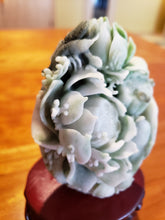 Load image into Gallery viewer, Egg Shaped Jade Floral Carving