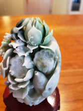 Load image into Gallery viewer, Egg Shaped Jade Floral Carving