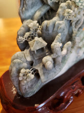 Load image into Gallery viewer, Jade Stone Hand Carved Ancient Mountain Scene IX