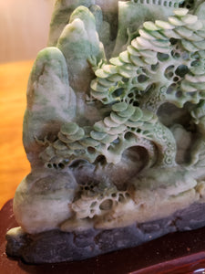 Jade Stone Hand Carved Ancient Mountain Scene X