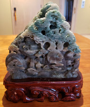 Load image into Gallery viewer, Jade Stone Hand Carved Ancient Mountain Scene