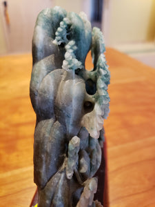 Jade Stone Hand Carved Ancient Mountain Scene