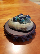 Load image into Gallery viewer, Antique Malachite and Lapis Carved Frog