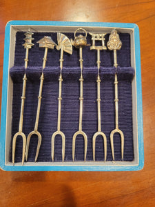 Japanese Sterling Silver Hors d'oeuvre Fork Set of 6