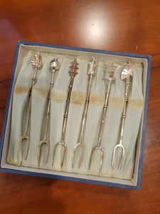 Japanese Sterling Silver Hors d'oeuvre Fork Set of 6