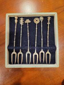 Japanese Sterling Silver Hors d'oeuvre Fork Set of 6