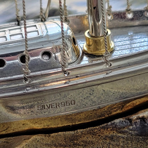 Original Tekehiko Japanese Sterling Silver Sailing Yacht