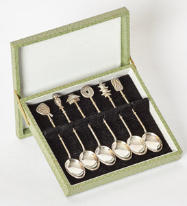 Japanese Sterling Silver Demitasse Spoons Set of 6