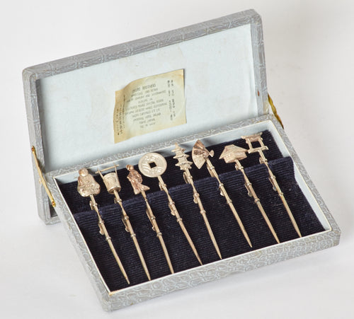 Japanese Sterling Silver Cocktail Picks Set of 8