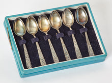 Load image into Gallery viewer, Japanese Floral Style Sterling Silver Demitasse Spoons Set of 6