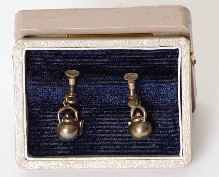 Japanese Sterling Silver Kettle Earrings