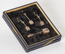 Load image into Gallery viewer, Japanese Sterling Silver Shamisen Earrings, Pendant, and Brooch Set