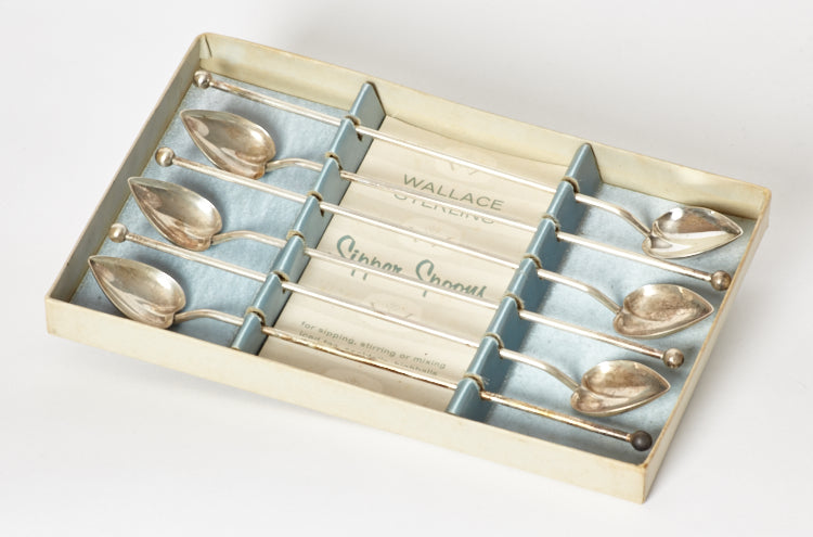 Wallace Sterling Silver Iced Tea Sipper Spoons Set of 6