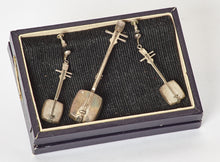 Load image into Gallery viewer, Japanese Sterling Silver Shamisen Earrings and Brooch Set