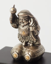 Load image into Gallery viewer, Original Japanese Sterling Silver and Gold Leaf Sculpture Artifact of Daikokuten