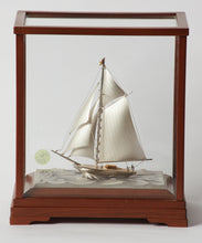 Load image into Gallery viewer, Original Tekehiko Japanese Sterling Silver Sailing Yacht With Gold Gilding