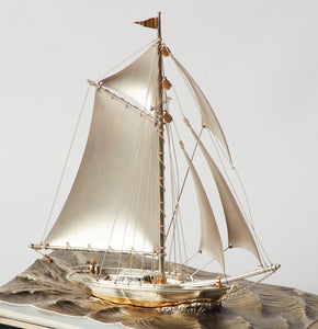 Original Tekehiko Japanese Sterling Silver Sailing Yacht