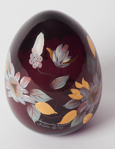 Fenton Art Glass Hand Painted Amethyst Egg