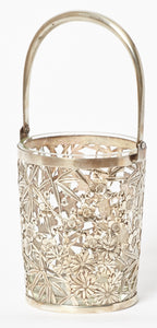 Large Sterling Silver and Crystal Bamboo Ice Bucket