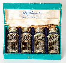 Load image into Gallery viewer, Raimond Salt &amp; Pepper Shakers Cobalt Blue Glass &amp; Sterling Silver with Box