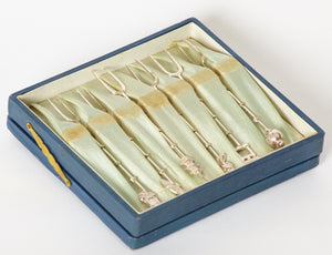 Japanese Sterling Silver Hors d'oeuvre Fork Set of 6