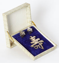 Load image into Gallery viewer, Kanji Character Longevity Sterling Silver Earrings &amp; Brooch Set