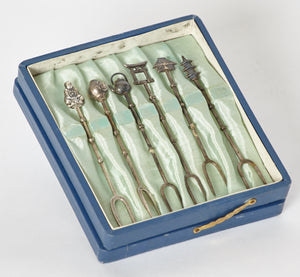 Japanese Sterling Silver Hors d'oeuvre Fork Set of 6